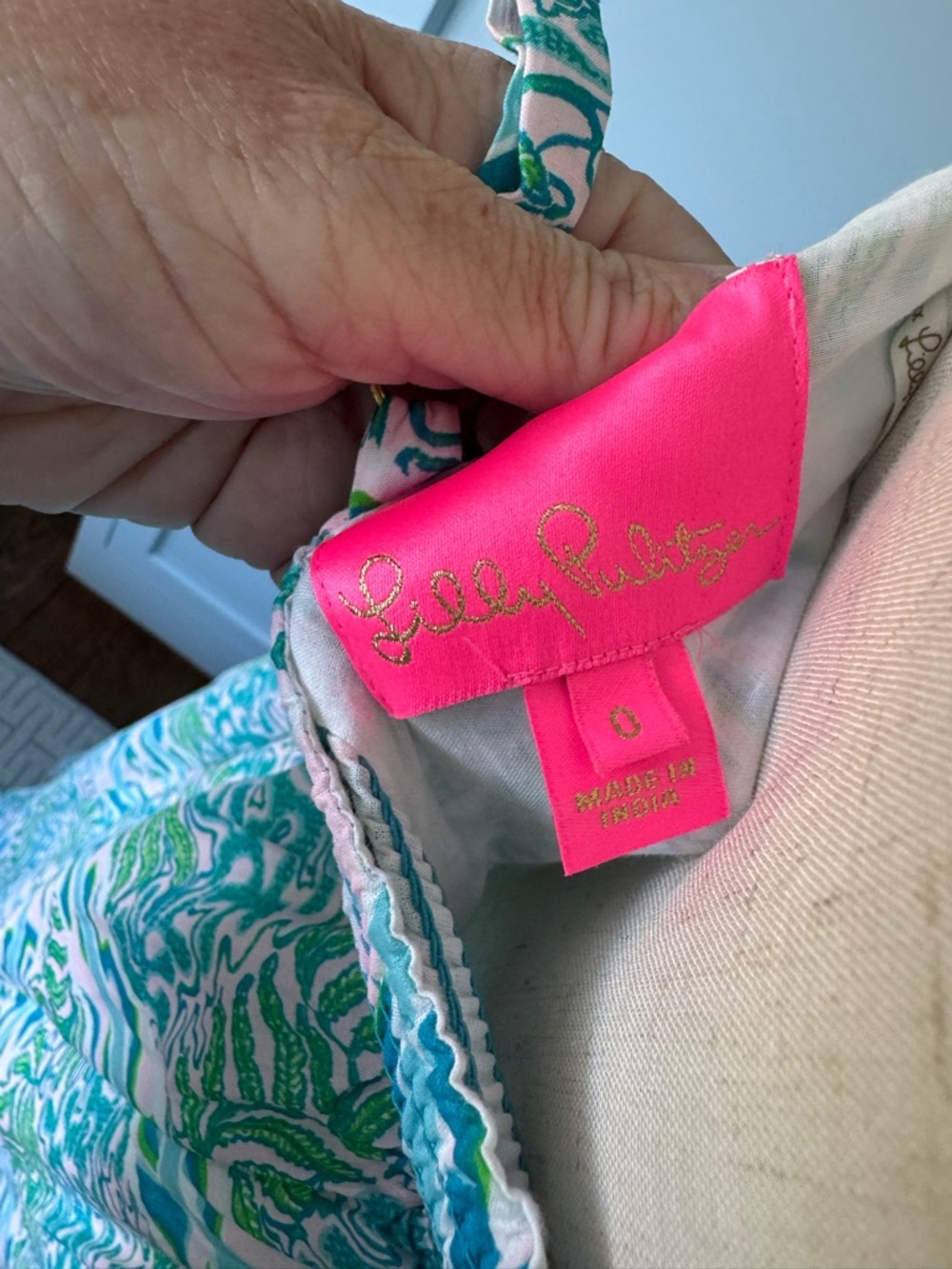 Like new Lilly Pulitzer maxi dress with Teal, pink, green pastels. - Picture 10 of 10